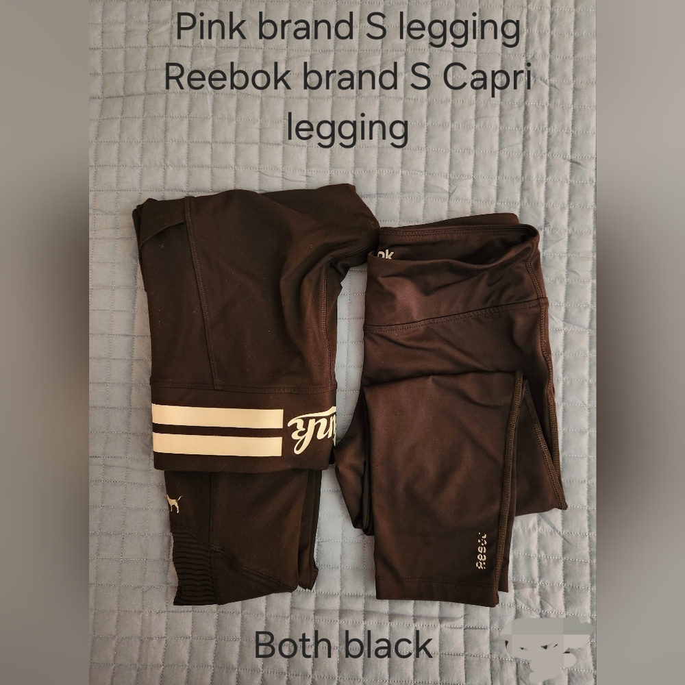 Reebok Black Capri Leggings and Pink Full Length Leggings. Both S